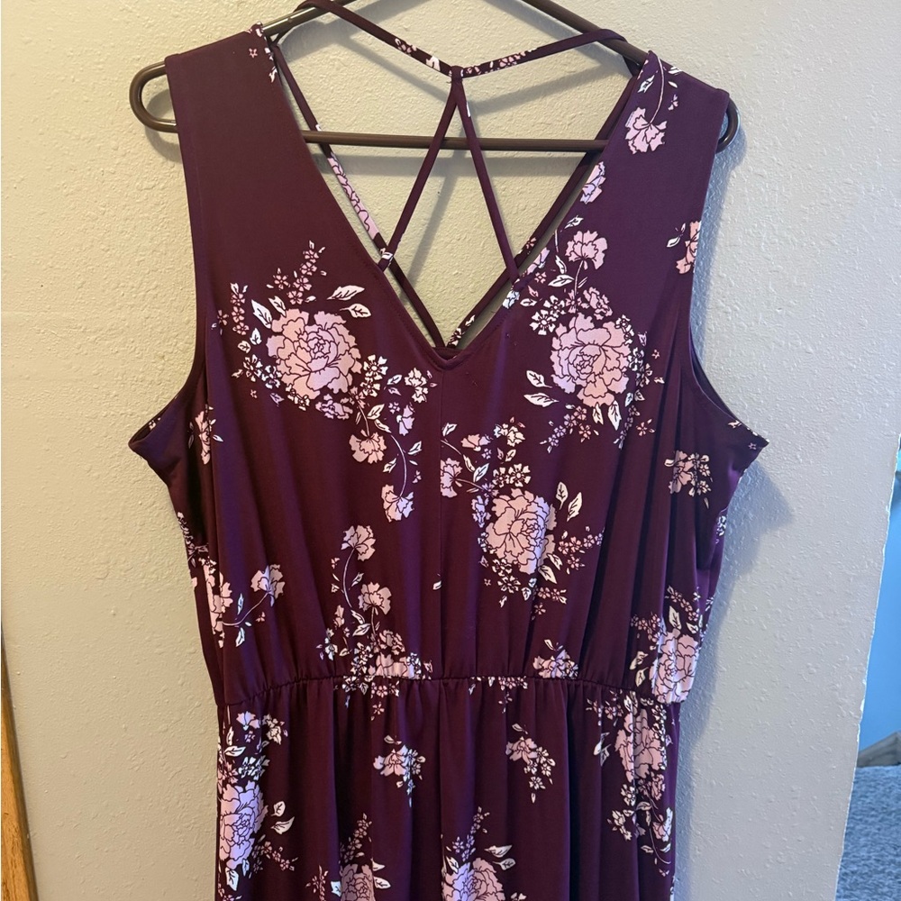 Floral Sleeveless Dress - Purple and Pink